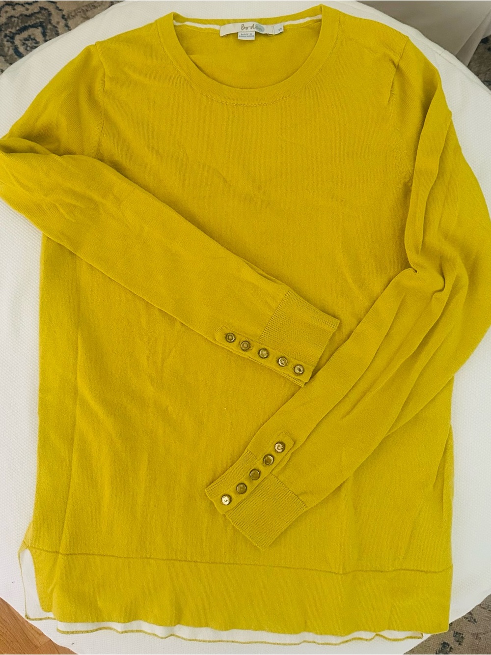 Boden Mustard Yellow Button-Cuff Sweater